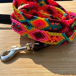 Bright pink handmade woven leash
